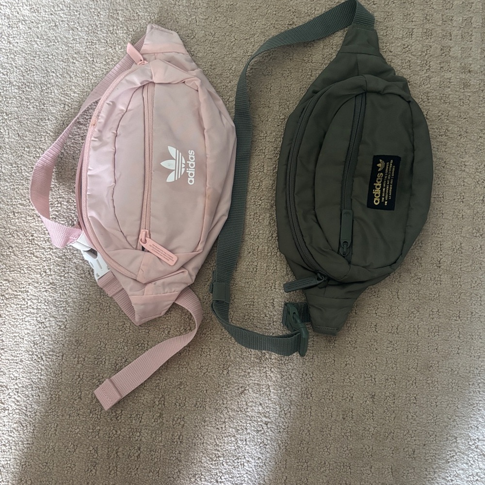 Bundle adidas Trefoil Waist Bags in Pink and Olive Fanny pack